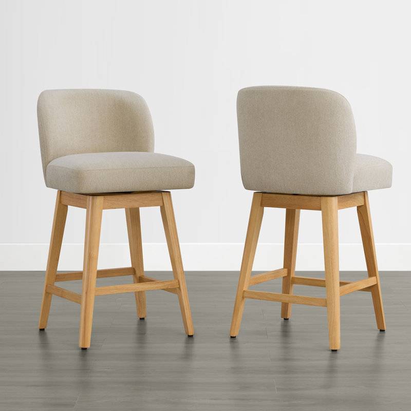 Modern Swivel Counter Stool, Sand Polyester