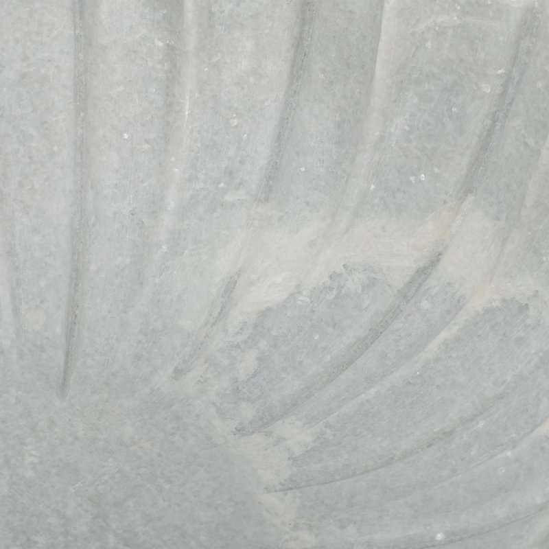 Elloise Beige 14" Bauer White Marble Tray, 4"H, Flower Shape - 14" x 14" x 4"