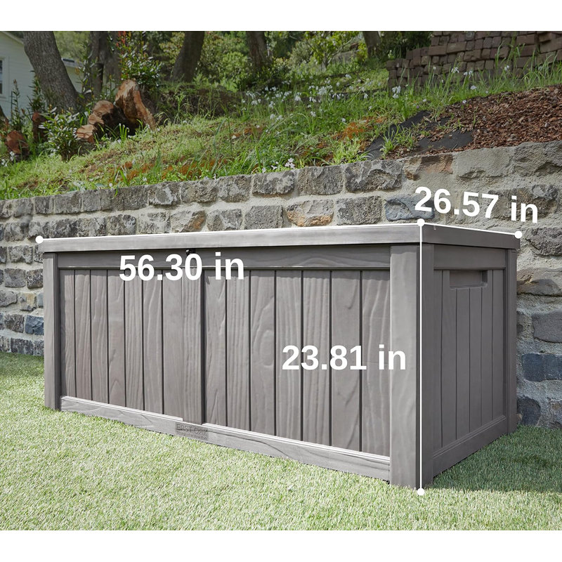 Gray 120 Gallon Lockable Weatherproof Resin Deck Box