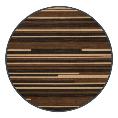 Tapis brun à rayures horizontales lavable à la machine
