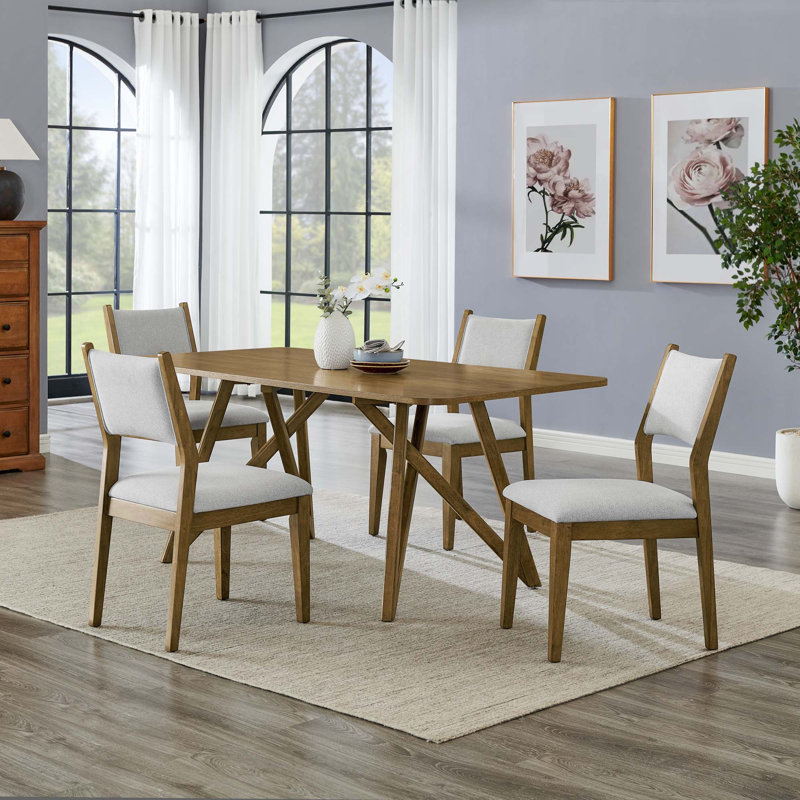 Ensemble de salle à manger 5 pièces, table de salle à manger en bois avec 4 chaises élégantes