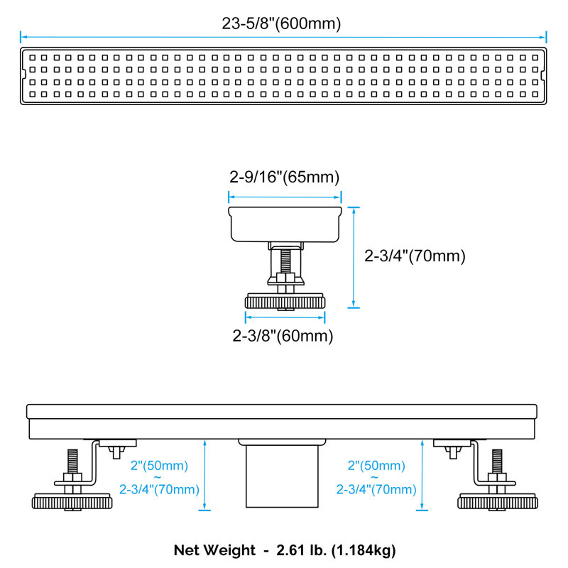 Linear Grid Shower Drain, Brushed Nickel