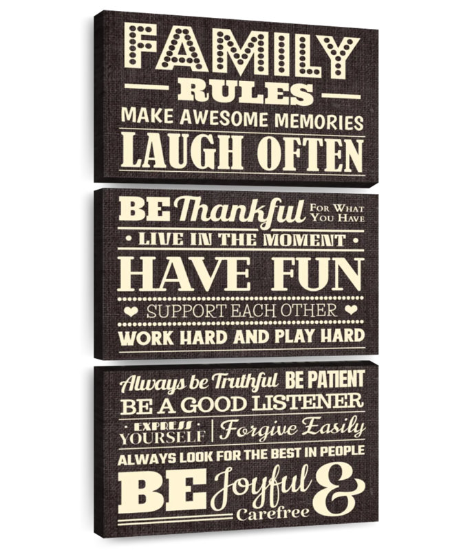 Panneau «Family Rules», H 38 po x l 18 po