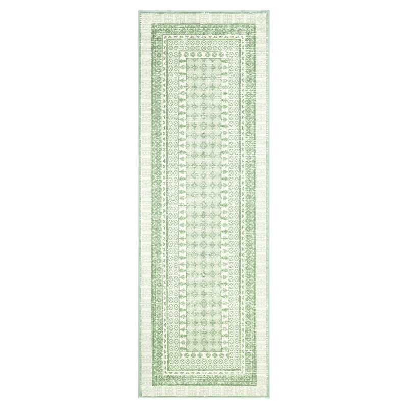 Vintage Oriental Geometric Area Rug, Washable Non-Slip Low-Pile Carpet, Foldable Portable Tribal Print Rug for Living Room, Bedroom, Kitchen, Hallway