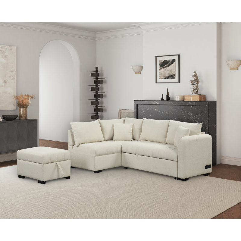 Canapé à accoudoirs arrondis 82,6 po Laquain, Beige
