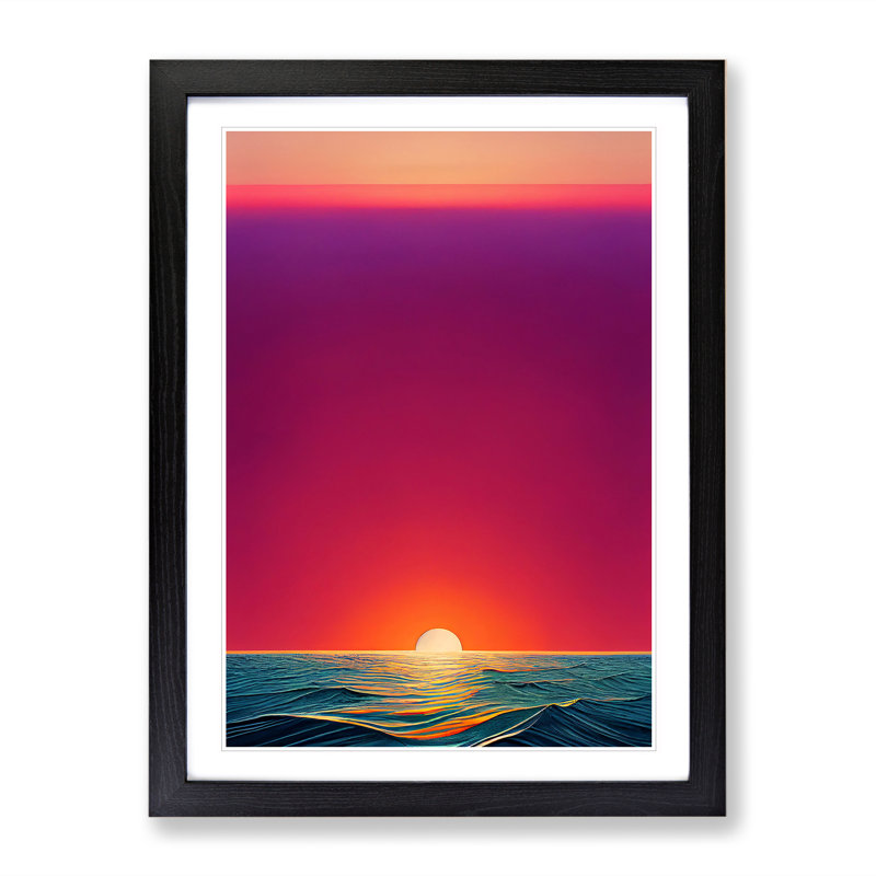 Vivid Sunset View - Wall Art, Black Framed, 36cm H x 27cm W, White