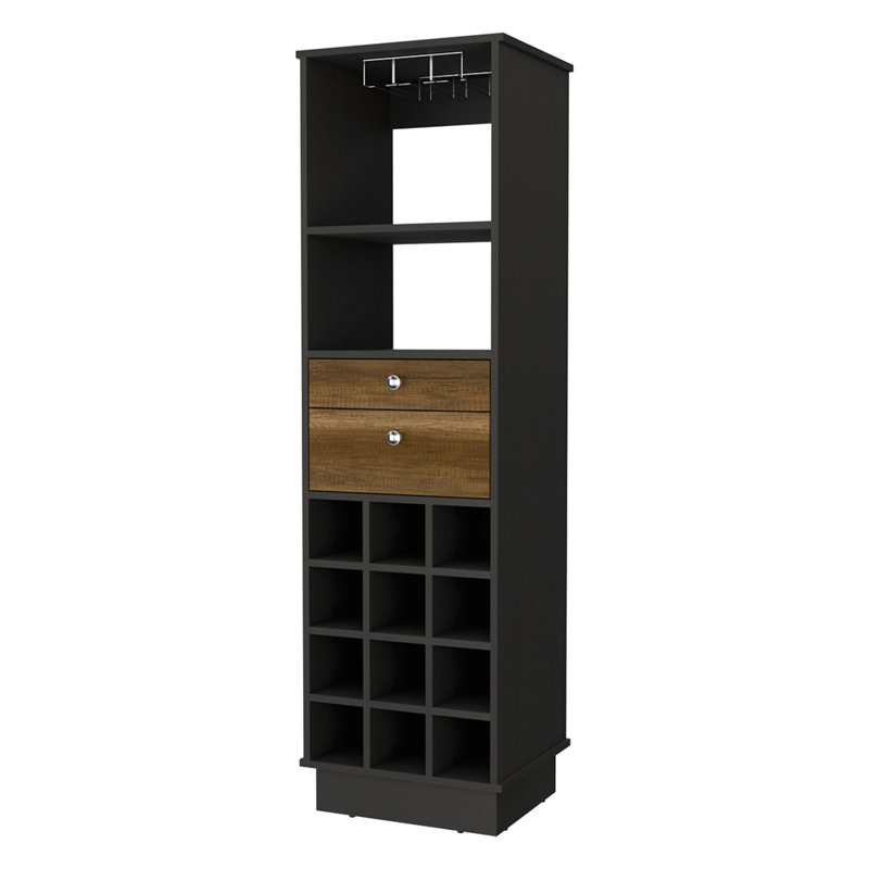 Armoire de bar 1 tablette 12 tiroirs Wengue And Walnut