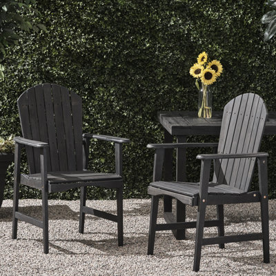 Chaises de salle à manger en bois de 2, gris foncé - pour la durabilité extérieure et le style 2 po pour la cour