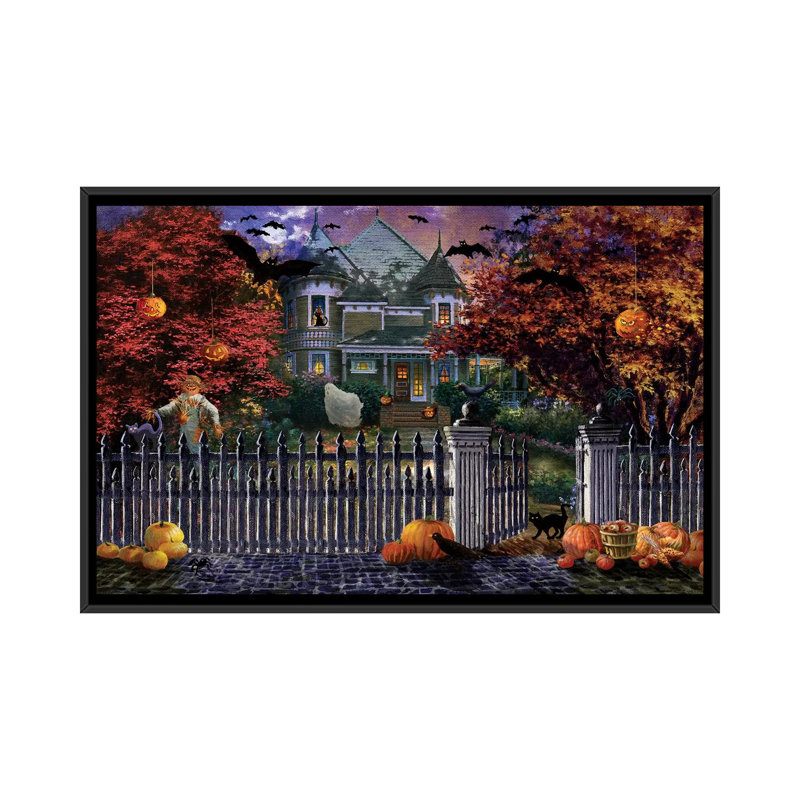 «Halloween House» par Nicky Boehme - impression sur toile tendue, H 26 po x l 40 po x P 1,5 po, Toile tendue, Pas de tapis