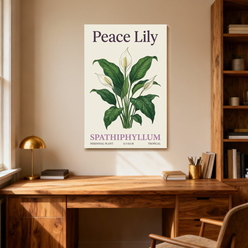 Plantes et fleurs, lys de paix, reproduction d'art botanique, H 24 po x l 16 po