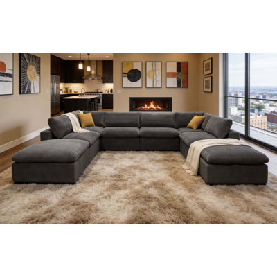 Modular Sectional Sofa With Full-Compression Coffee-Bean-Like Upholstery, Effortless Setup, Custom Layouts, And Included Toss Pillows.