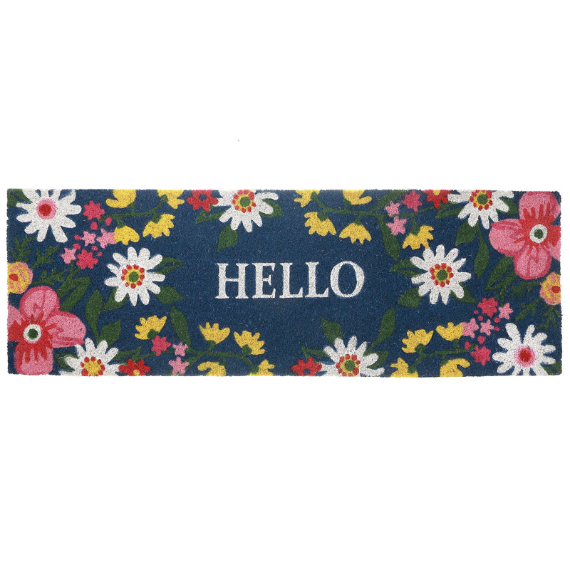 Tapis de porte Coir Floral Hello 16 X 48, L 16 po x L 48 po