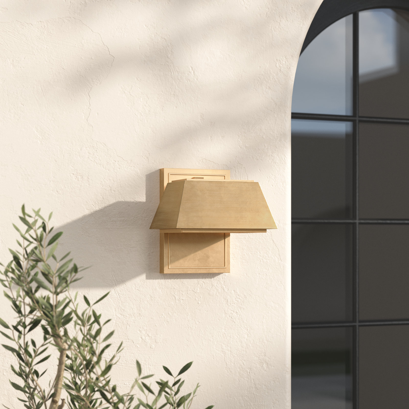 Baleine Geometric Outdoor Aluminum LED Wall Light, Brown