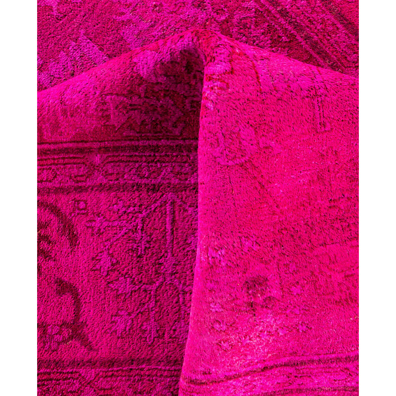 Tapis unique noué à la main Rachal - rose, 6 pi 4 po x 8 pi 7 po