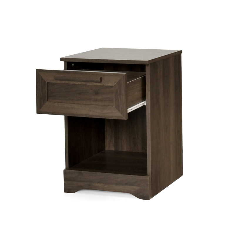 Table de chevet en bois manufacturé Evelynn, Noyer, Individuel