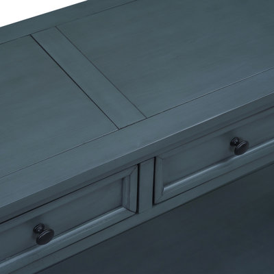 Console Table, Storage Drawers, Bottom Shelf for Entryway - Navy
