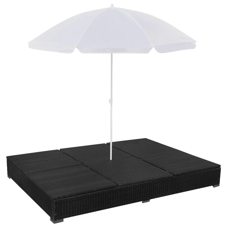 40" Long Single chaise with Cushions, Black