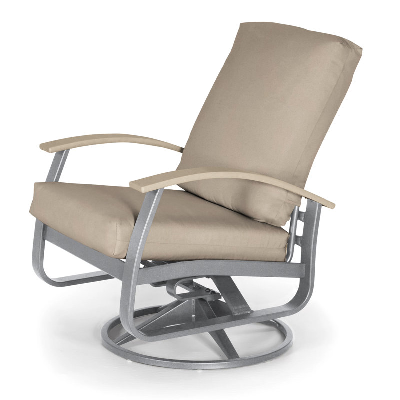 Belle Isle Outdoor Swivel Lounge Chair, Spectrum Indigo Sunbrella®, Textured Beachwood, Desert P60