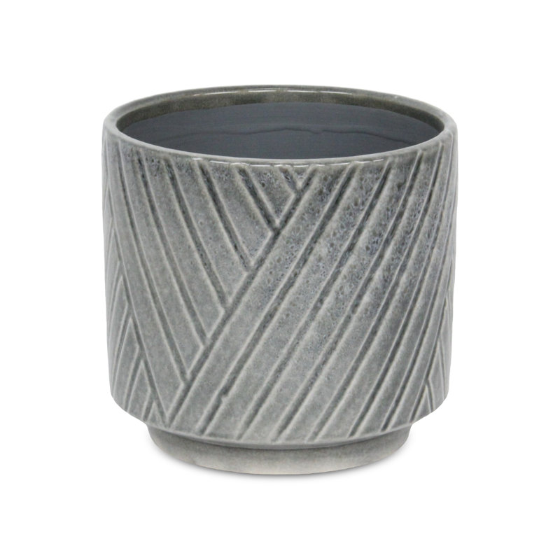 Kettering Handmade Ceramic Pot Planter, 6.5" H x 7" W x 7" D, Light Gray