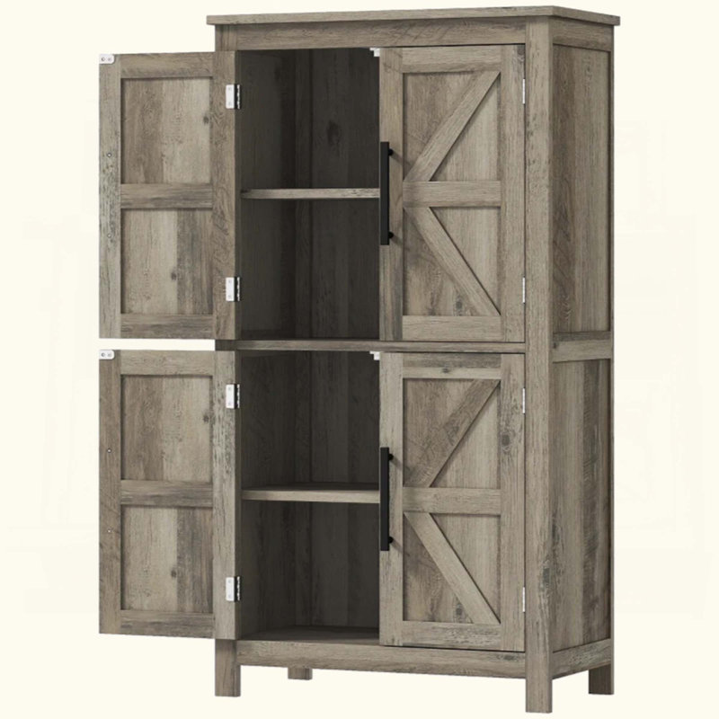 Armoire de rangement Rustic Home, armoire de cuisine, armoire de rangement autoportante, Gris clair