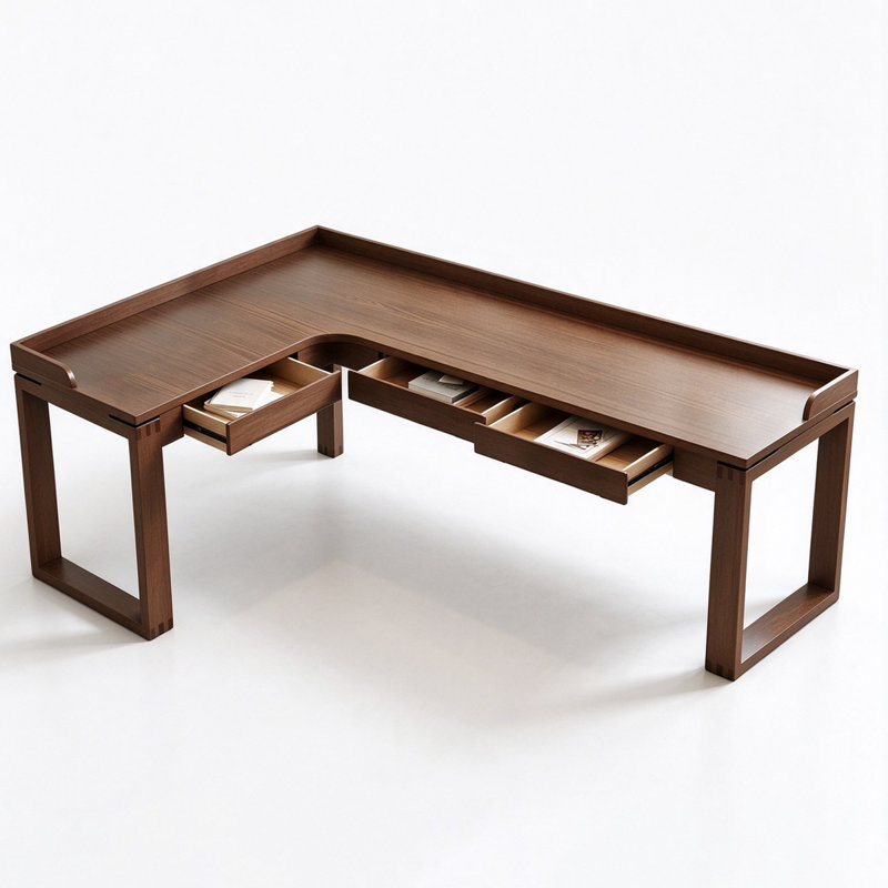 L-Shaped Solid Wood Solid Wood Secretary Desk