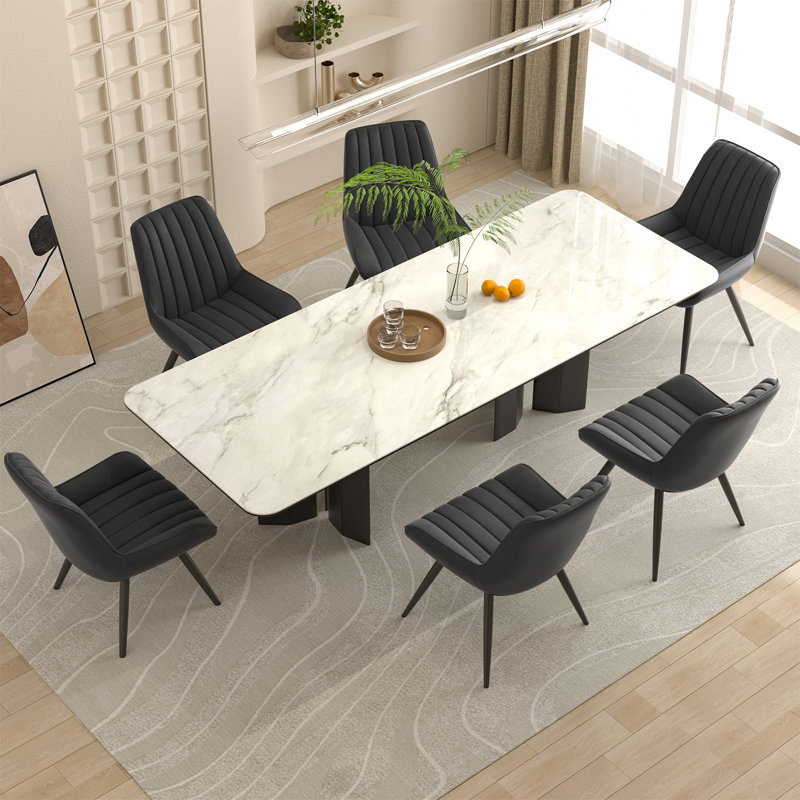 Modern Dining Chairs 54.8*46.9*83.2cm Tech Fabric Upholstery with Stylish Design Sofa-Level Cushioning Pet-Friendly Durable Scratch Resistant for Kitchen Dining Room or Home Office