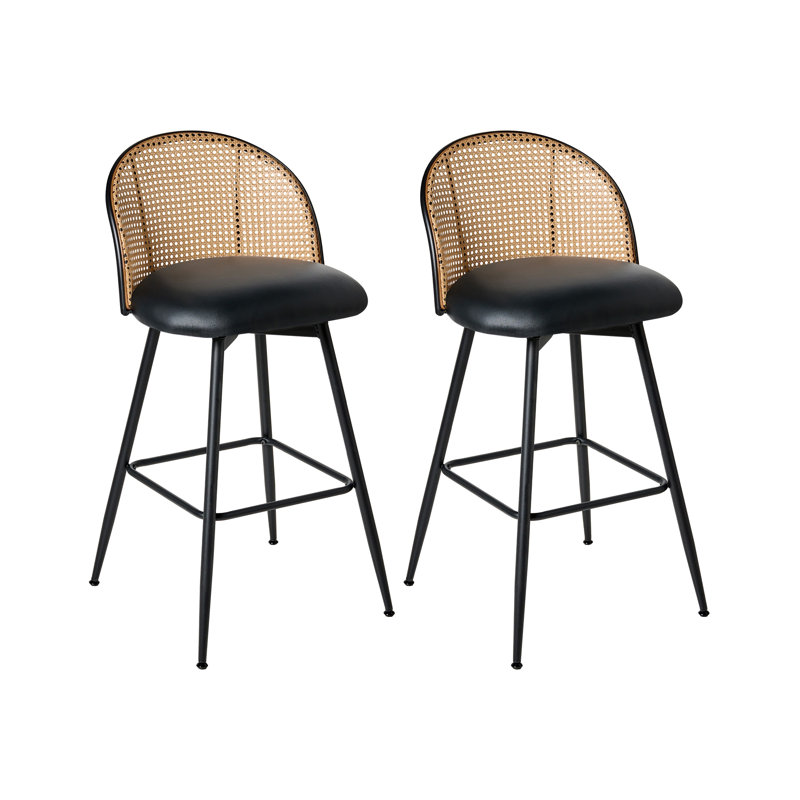 Set of 2 Bar Chairs NATHAN Swivel, 66", Black