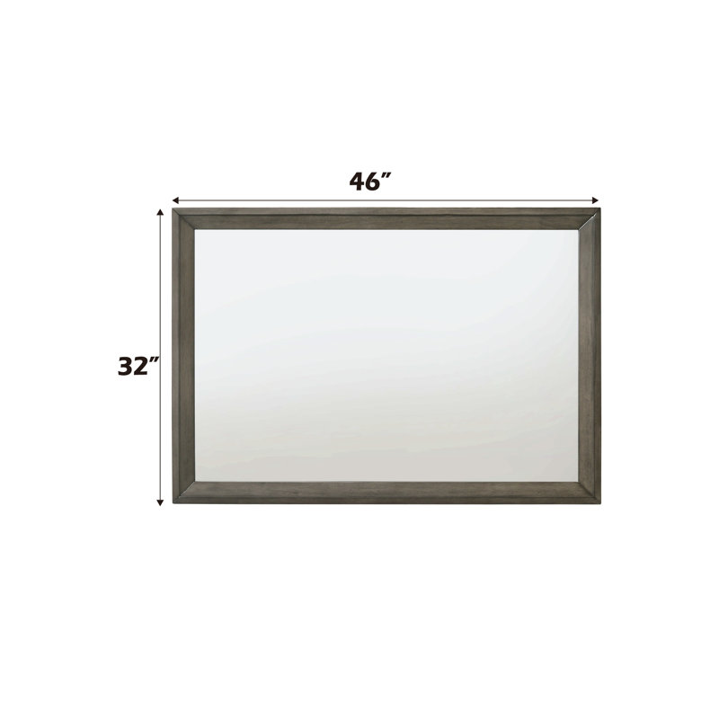 Miroir avec cadre en chêne gris, Gris, 32 po x 46 po