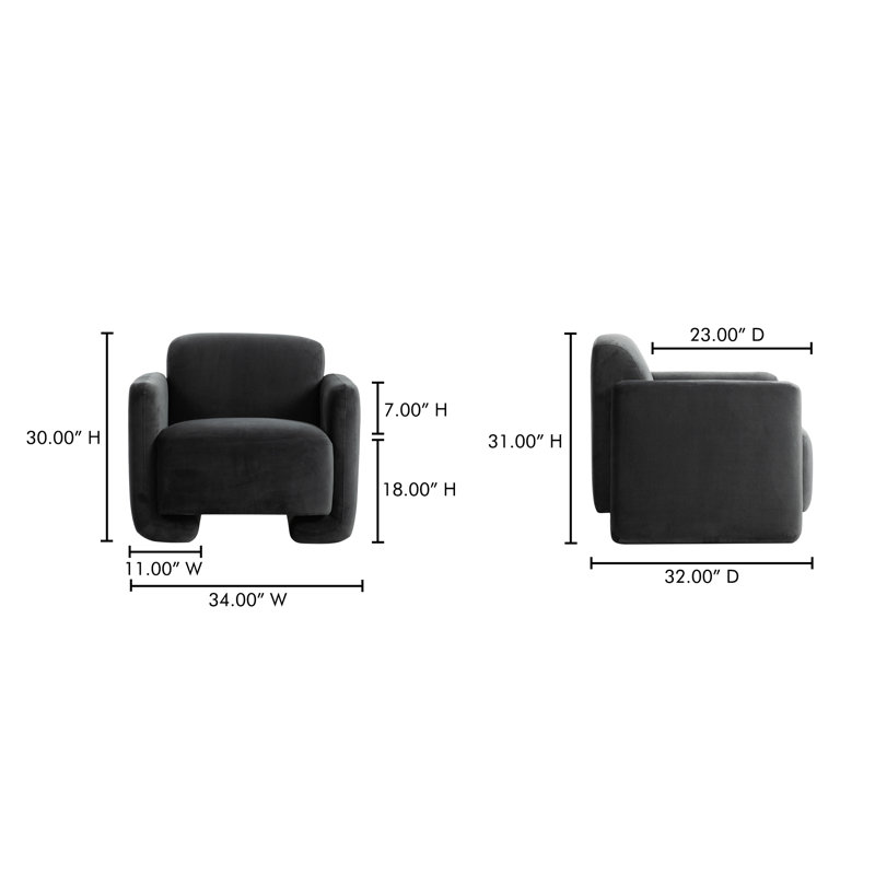 Fallon Armchair, Black Velvet
