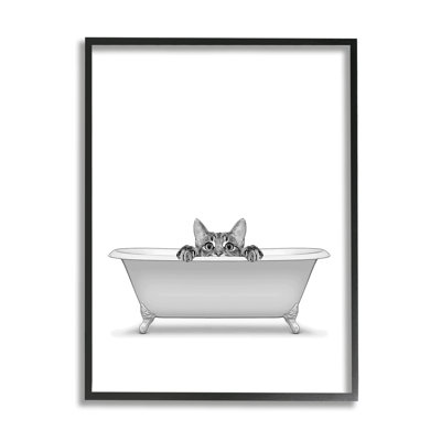 " Cat Peeking Bathroom Tub " by Annalisa Latella