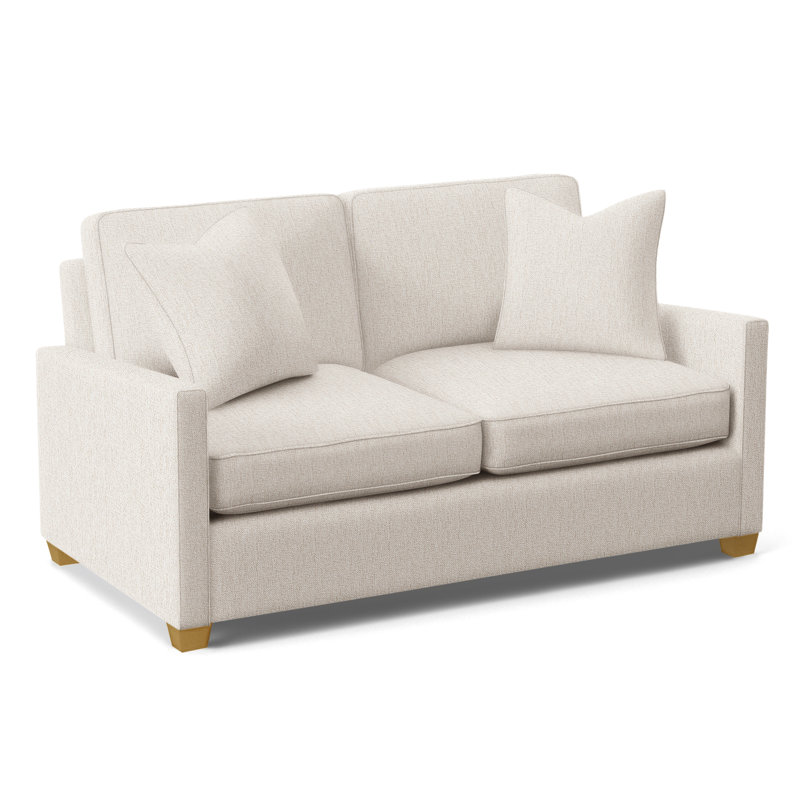 Nicklaus Upholstered 68'' Sleeper Sofa, Honey Finish, Pearl Stripe, 0206-85, Gel Memory Foam Mattress