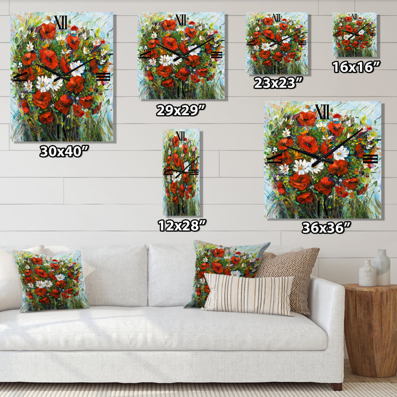 Horloge murale Bouquet de fleurs sauvages, Grand