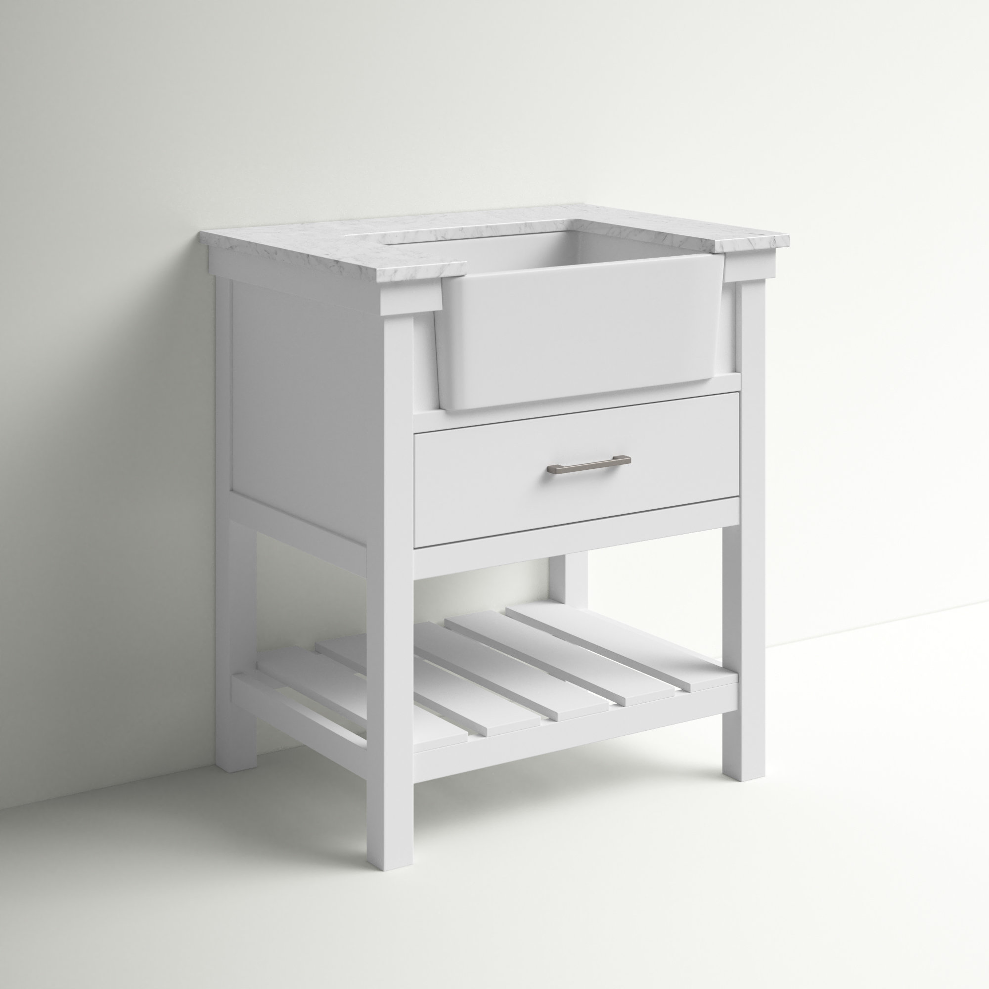 定番のお歳暮 30'' Alger Stable & Sand Single Marble with Vanity Bathroom レオタード