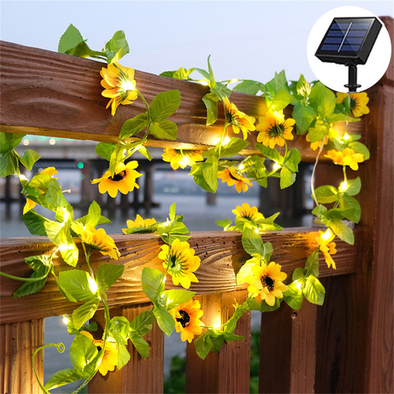 Outdoor Garden Decorated With Rattan Lanterns Beautiful Sun Flower Hanato  2M 40 LED Decorative String Lights