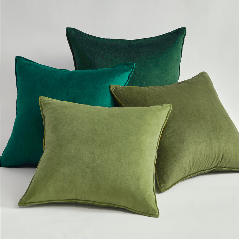 Velvet Pillow Cover, Green, 18''H x 18''W
