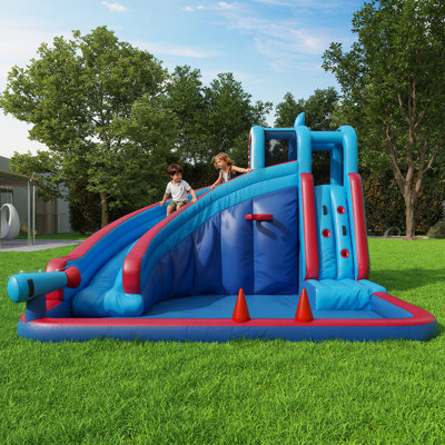 10x12ft Shark Theme Inflatable Water Bounce House With Slide, Backyard Splash Park for Kids Ages 3-8, Outdoor Water Toy Birthday Party Gifts