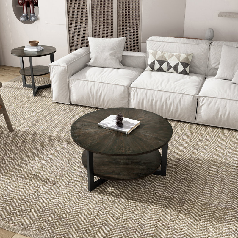 Nystrom Three Leg Coffee Table with Storage, Grey