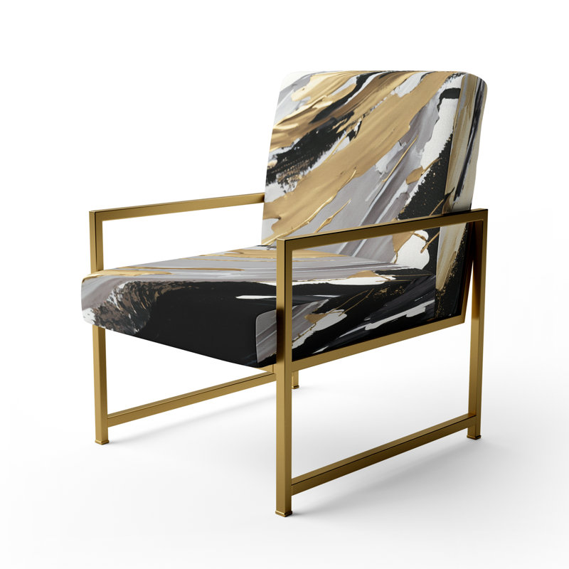 Fauteuil rembourré en V, exquis Darling, Doré