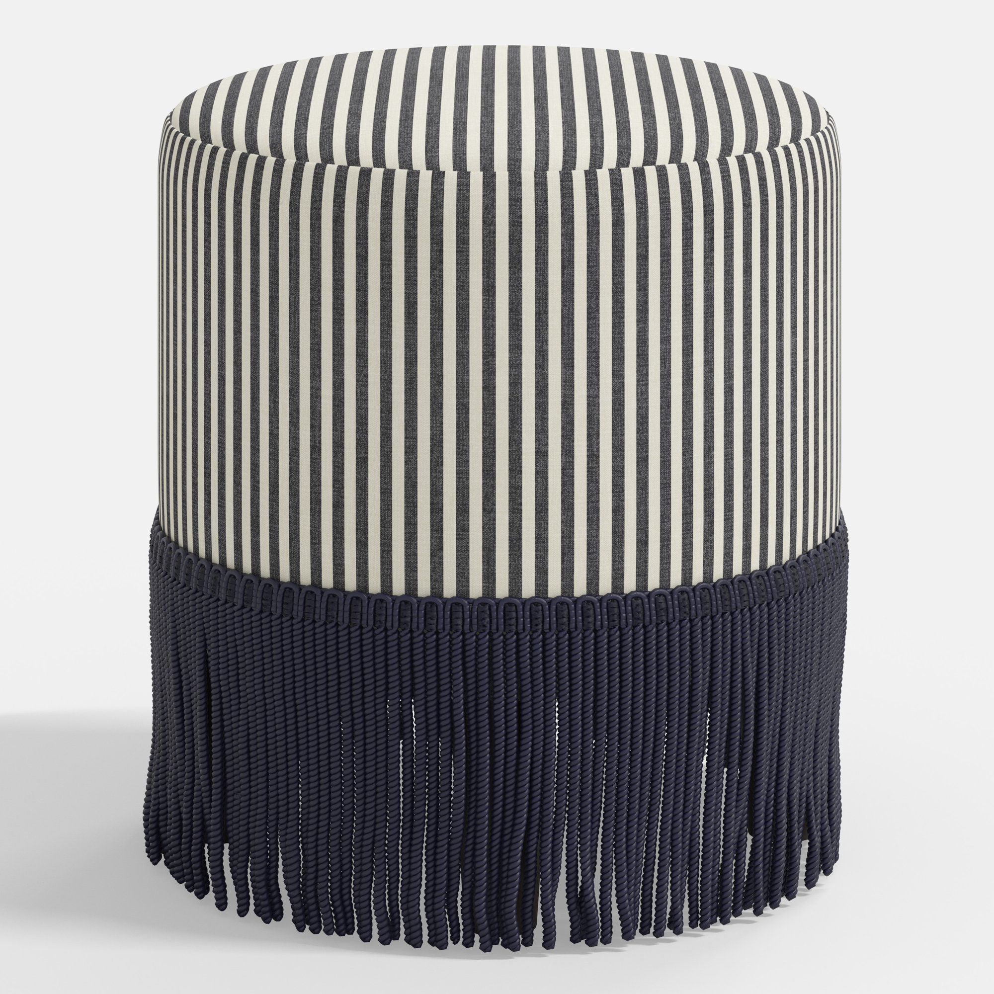 Stoffer Home x Cloth & Company Ann Ottoman, Jane Stripe Carbon