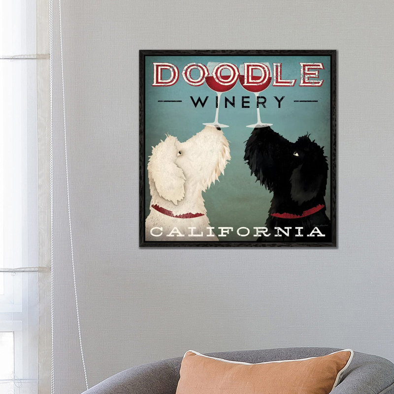 Doodle Winery by Ryan Fowler - Print on Canvas, 30.48 cm H x 30.48 cm W, Black Framed, Black Framed