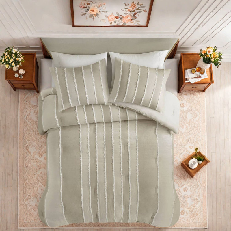 Comfortable Cotton Bedding Sets, Striped Taupe Design For Home Use