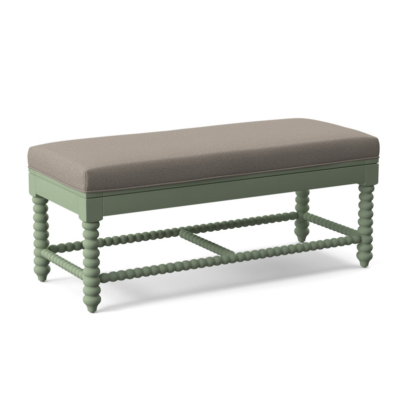 Louisa Bench, Beige Performance Fabric; 0851-73, Celery Finish