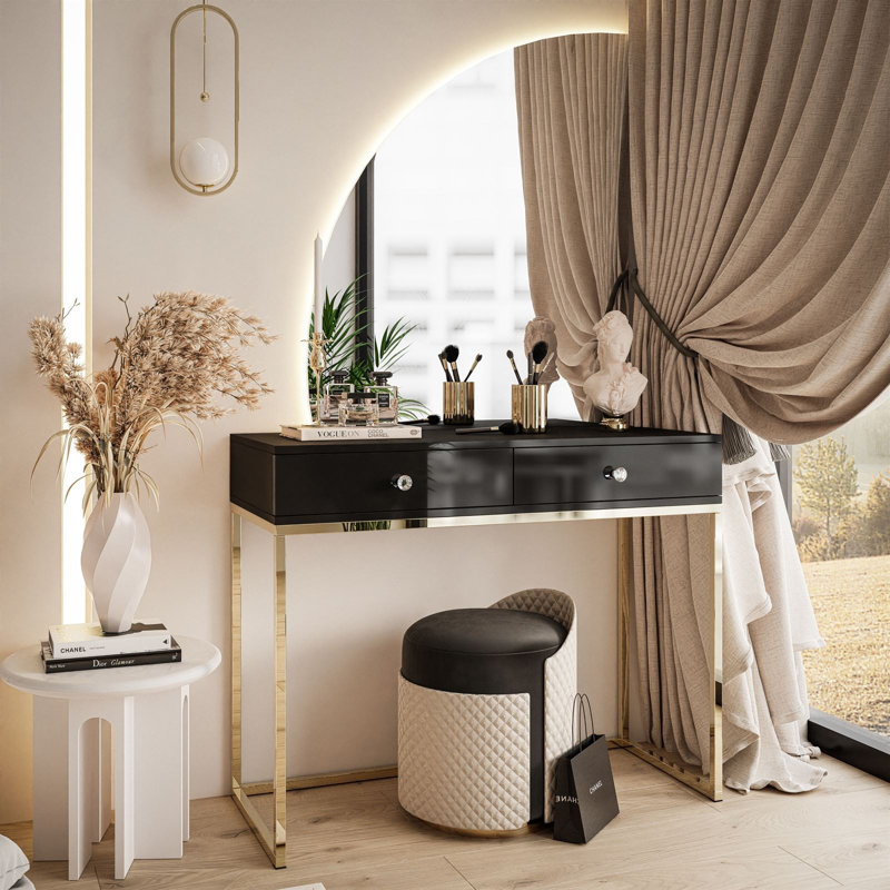 Dardenella Dressing Table with Mirror, Black