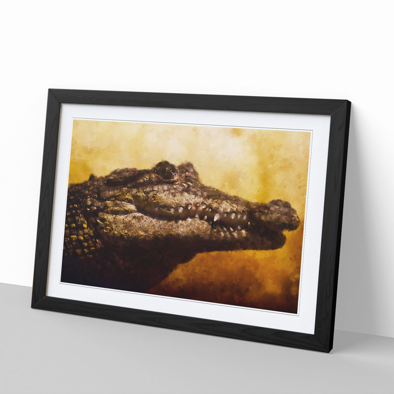 Alligator - Framed Print, 27cm H x 36cm W x 2cm D, Black Framed
