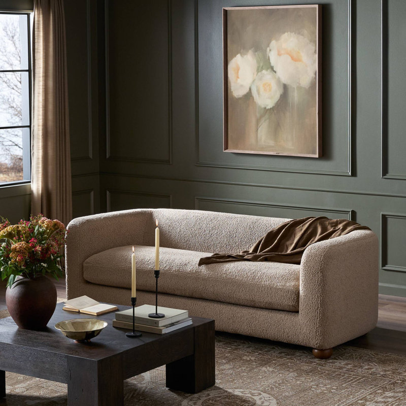 Lovatt Upholstered 84'' Sofa, Sheepskin Camel Sherpa