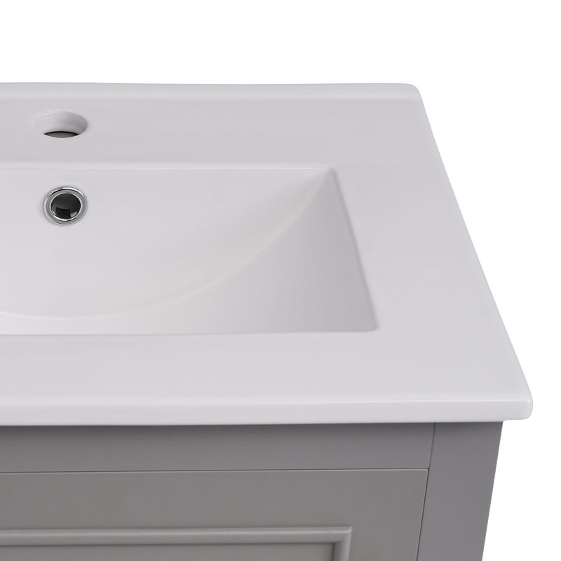 Ensemble de meuble-lavabo 20 po avec lavabo en céramique, Gris
