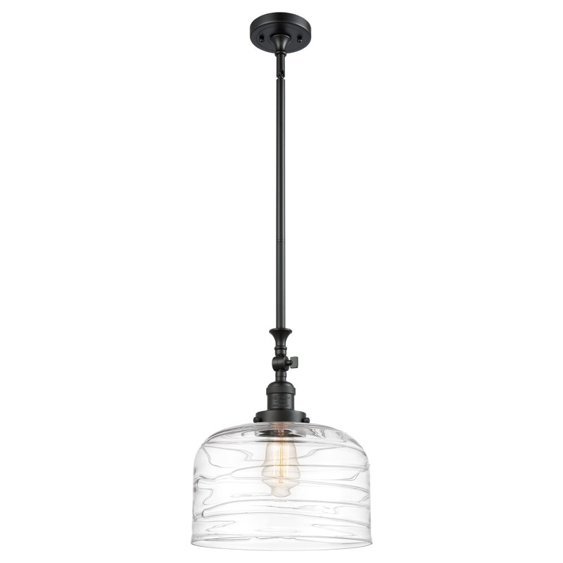 Luminaire suspendu en forme de dôme à 1 lumière Hiers, Noir mat
