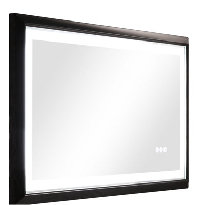 Miroir de maquillage de salle de bain avec Smart Touch - Multifonctionnel, température de couleur variable, brun, aluminium, profondeur 39,36 po, largeur 24,26 po, hauteur 1,48 po, commande multifonctionnelle à DEL 20,78 lb, réglable