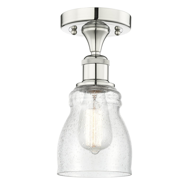 Plafonnier semi-encastré en verre Makemson, Nickel poli