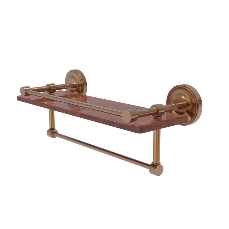 Alcott Bracket Shelf with Towel Bar, Brushed Bronze, 5" H x 16" W x 5" D